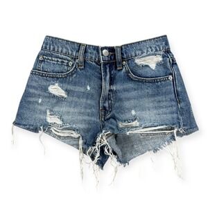 BDG‎ Shorts Women's Size 25 Blue Denim Ripped Raw Hem Distressed Cutoff